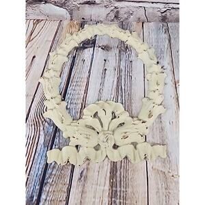 Vintage Cast Iron Wall Decor Round Bow Shabby Chic Cottagecore